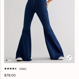 Free People Penny Pull On Flare Jeans in Rich Blue